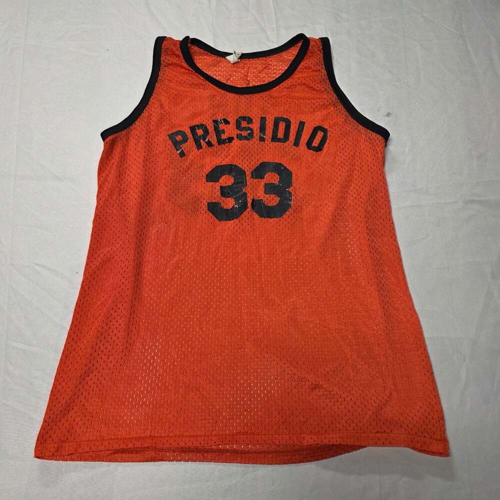 Vintage Presidio San Francisco #33 Orange Mesh Basketball Jersey large